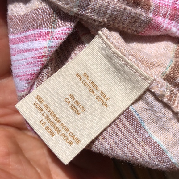 FREE PEOPLE Plaid Linen Blend Button Up Shirt with Pockets - Picture 8 of 11